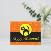 Black Cat Halloween Briefkaart (Staand voorkant)
