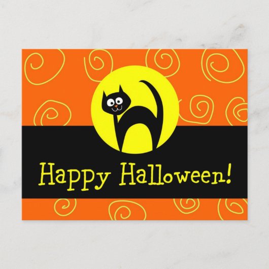 Black Cat Halloween Briefkaart (Voorkant)