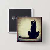Black Cat Halloween Button (Voorkant /achterkant)