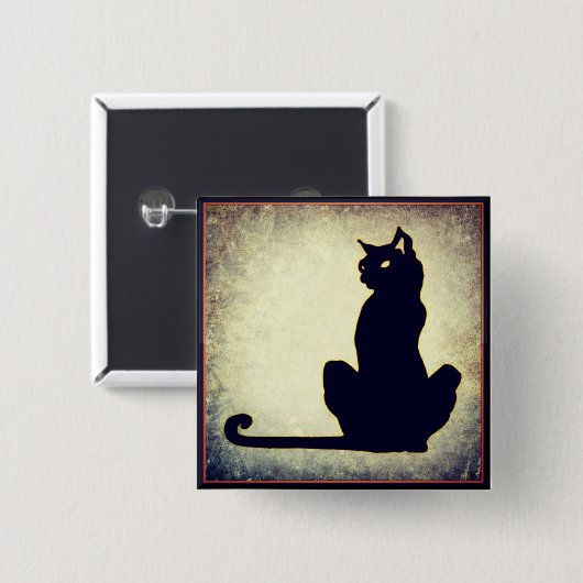 Black Cat Halloween Button (Voorkant /achterkant)