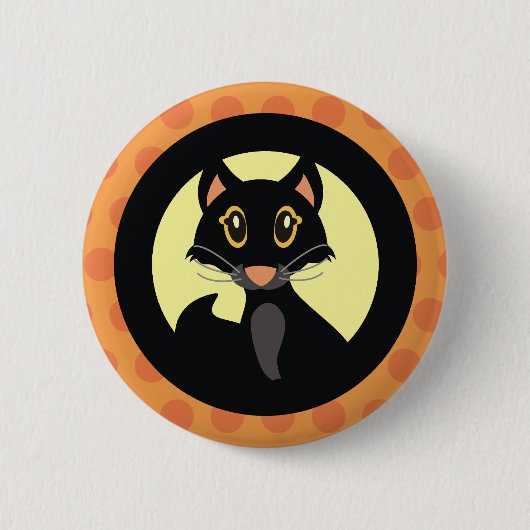 Black Cat Halloween Button Pin Badge (Voorkant)