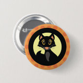 Black Cat Halloween Button Pin Badge (Voorkant /achterkant)