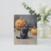 Black Cat Halloween D Feestdagenkaart (Staand voorkant)
