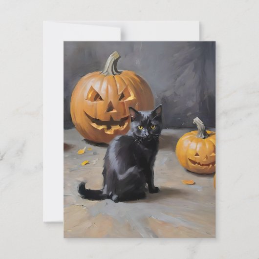 Black Cat Halloween D Feestdagenkaart (Voorkant)