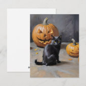 Black Cat Halloween D Feestdagenkaart (Voorkant / Achterkant)
