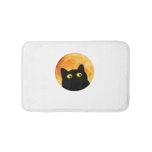 Black Cat Halloween Design Funny Cat Halloween Badmat