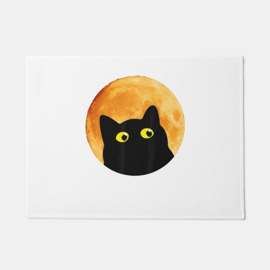 Black Cat Halloween Design Funny Cat Halloween Deurmat (Voorkant)
