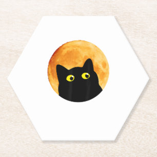 Black Cat Halloween Design Funny Cat Halloween Kartonnen Onderzetters