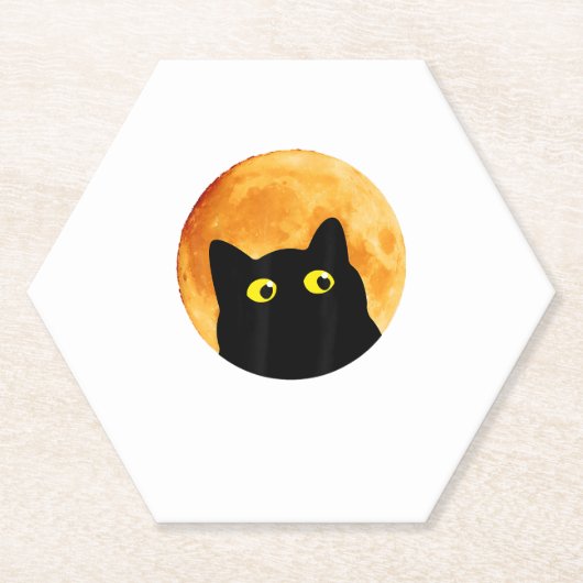 Black Cat Halloween Design Funny Cat Halloween Kartonnen Onderzetters (Voorkant)
