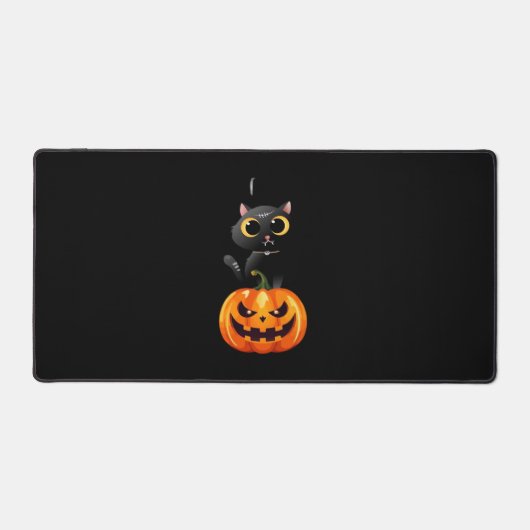 Black Cat Halloween Design – Spooky Pumpkin Art vo Bureaumat (Voorkant)