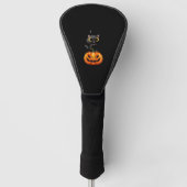 Black Cat Halloween Design – Spooky Pumpkin Art vo Golfheadcover (Voorkant)