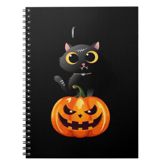Black Cat Halloween Design – Spooky Pumpkin Art vo Notitieboek (Voorkant)