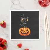 Black Cat Halloween Design – Spooky Pumpkin Art vo Servet (Insitu)
