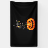 Black Cat Halloween Design – Spooky Pumpkin Art vo Spandoek (Verticaal)