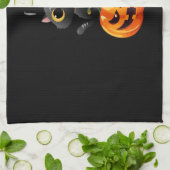 Black Cat Halloween Design – Spooky Pumpkin Art vo Theedoek (Gevouwen)