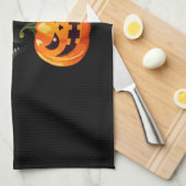 Black Cat Halloween Design – Spooky Pumpkin Art vo Theedoek (Quarter Fold)