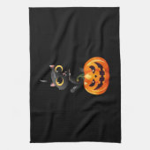Black Cat Halloween Design – Spooky Pumpkin Art vo Theedoek (Verticaal)