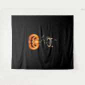 Black Cat Halloween Design – Spooky Pumpkin Art vo Wandkleed (Voorkant (horizontaal))