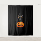 Black Cat Halloween Design – Spooky Pumpkin Art vo Wandkleed (Voorkant)