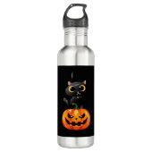 Black Cat Halloween Design – Spooky Pumpkin Art vo Waterfles (Voorkant)