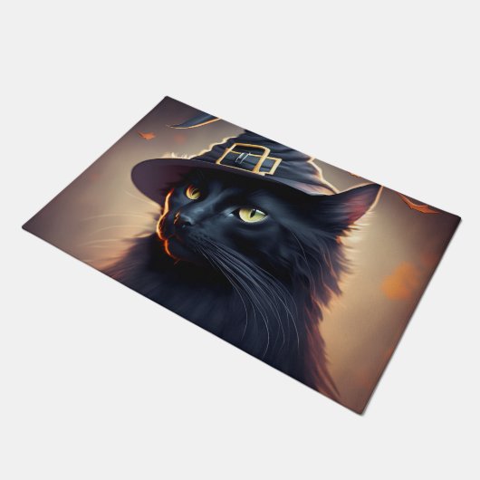 Black Cat Halloween Deurmat (Schuin)
