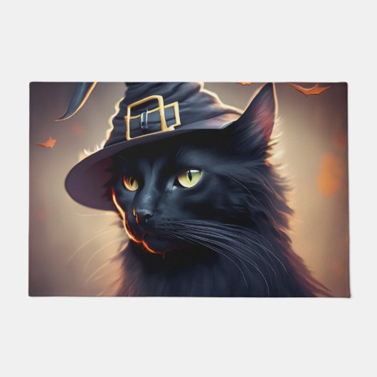 Black Cat Halloween Deurmat (Voorkant)