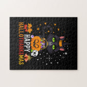 Black Cat Halloween en Merry Kerstmis Legpuzzel (Horizontaal)