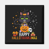Black Cat Halloween en Merry Kerstmis Magneet (Voorkant)