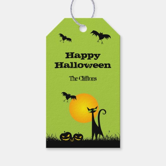 Black Cat Halloween Favor Cadeaulabel (Voorkant)