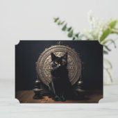 Black Cat Halloween Feestdagenkaart (Staand voorkant)