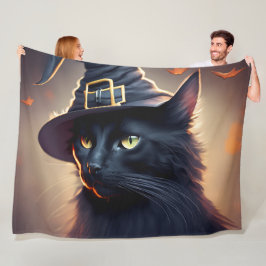 Black Cat Halloween Fleece Deken