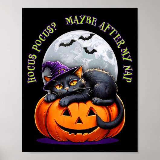 Black Cat Halloween Funny Pumpkin Costume Gift  Poster (Voorkant)
