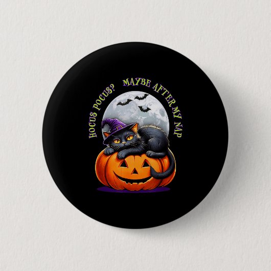 Black Cat Halloween Funny Pumpkin Costume Gift Ronde Button 5,7 Cm (Voorkant)