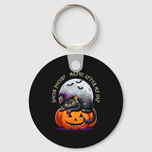 Black Cat Halloween Funny Pumpkin Costume Gift  Sleutelhanger (Voorkant)