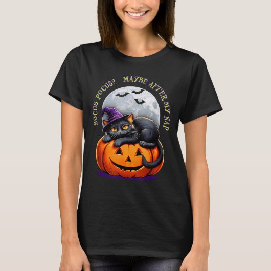 Black Cat Halloween Funny Pumpkin Costume Gift T-shirt (Voorkant)