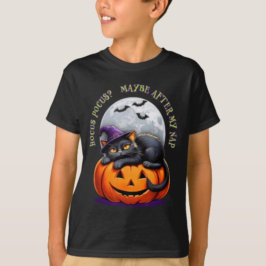 Black Cat Halloween Funny Pumpkin Costume Gift T-shirt (Voorkant)