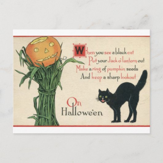 Black Cat Halloween  gedicht Briefkaart (Voorkant)