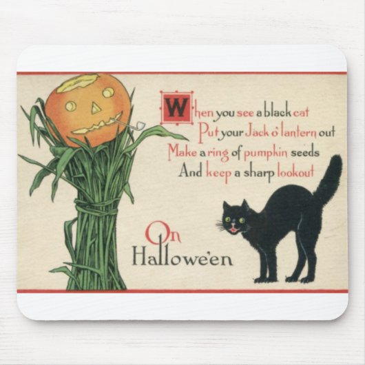 Black Cat Halloween  gedicht Muismat (Voorkant)