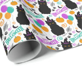 Black Cat Halloween Gift Wrapping Paper Cadeaupapier (Rol Hoek)