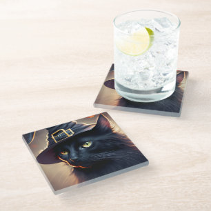 Black Cat Halloween Glazen Onderzetter