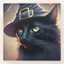 Black Cat Halloween Glazen Onderzetter