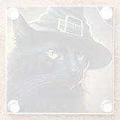 Black Cat Halloween Glazen Onderzetter (Achterkant)