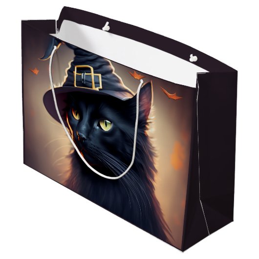 Black Cat Halloween Groot Cadeauzakje (Achterkant Gekanteld)
