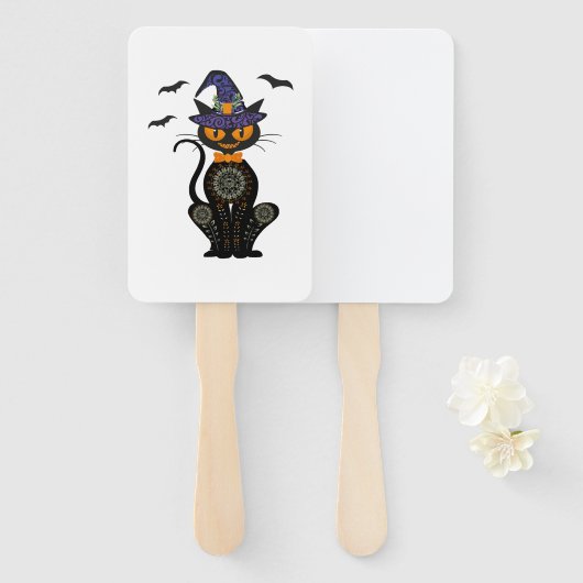 Black Cat Halloween Handwaaier (Voorkant en achterkant)