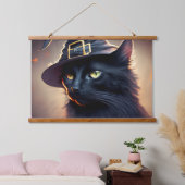 Black Cat Halloween Hangend Wandkleed (Slaapkamer)