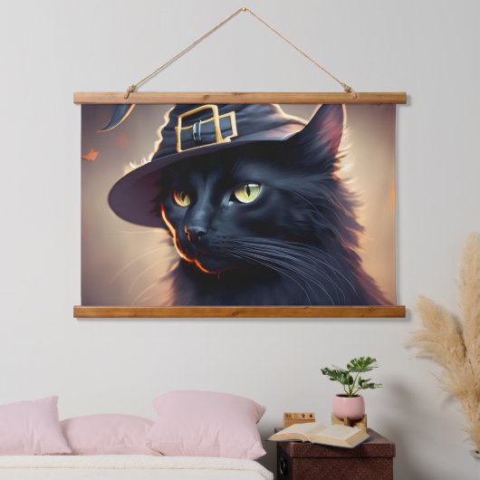Black Cat Halloween Hangend Wandkleed (Slaapkamer)