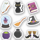 Black Cat Halloween Heksen Sticker (Voorkant)