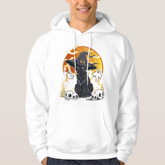 Black Cat Halloween Hoodie (Voorkant)