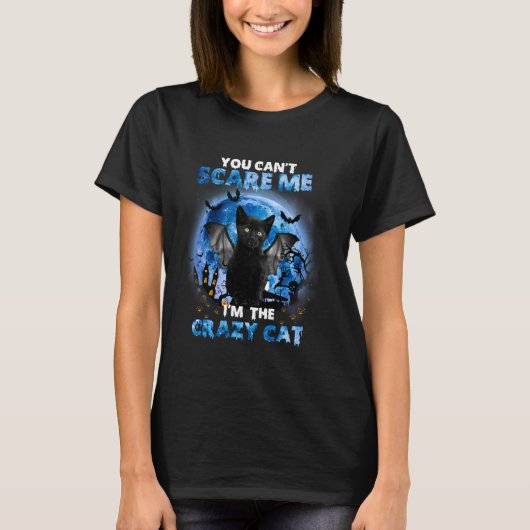 Black Cat Halloween I m'n Crazy Cat Lady Cats Lo T-shirt (Voorkant)