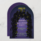 Black Cat Halloween in Purple Kaart (Voorkant / Achterkant)